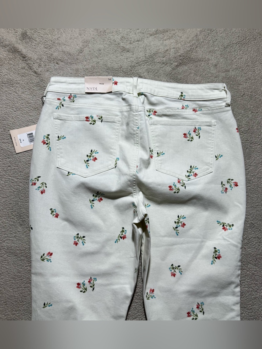 NYDJ Jeans Womens 14 Lift x Tuck Technology Skinny Capri Floral Print White NEW - Picture 12 of 16